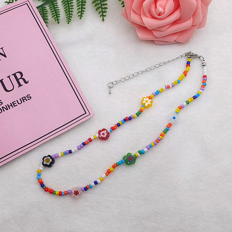 Peads de cuerda de flor de perla al por mayor pulsera de vidrio